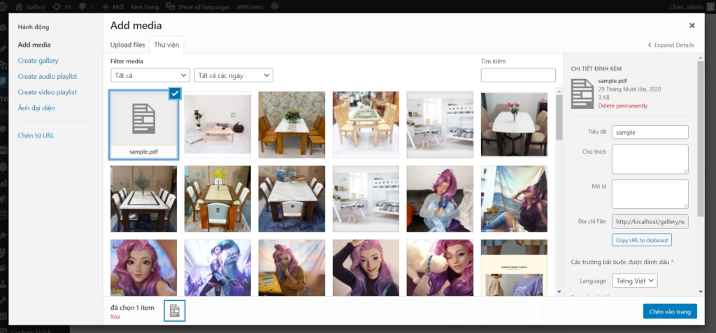 tải pdf lên wordpress