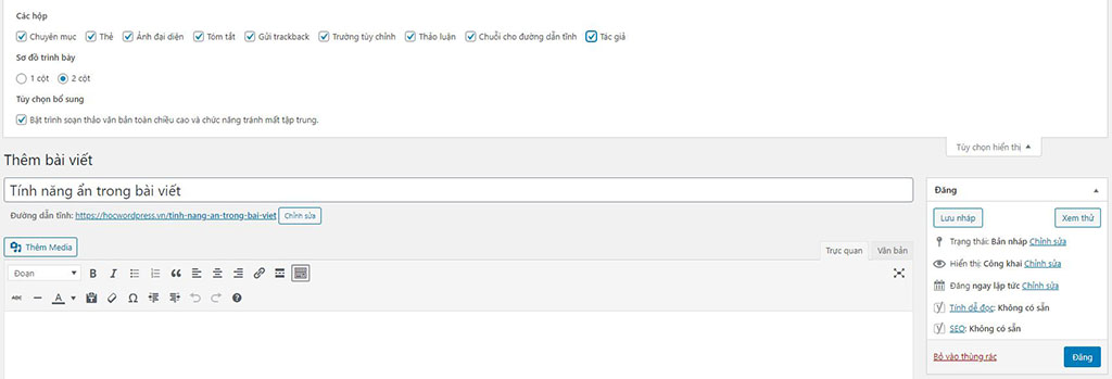tạo bài viết trong wordpress
